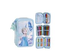 ARTESANÍA CERDÁ Astuccio triplo Frozen con accessori Giotto, design Disney, 12,5x6,5x19,5 cm