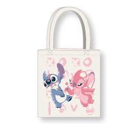 Cerdà Disney Lilo e Stitch Borsa Tote con Manici Lunghi - 36 x 39 cm - Poliestere e Cotone - Motivo Stitch e Angel Love - Bianco