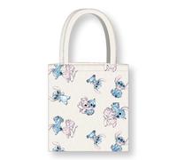 Cerdà Disney Lilo e Stitch Borsa Tote con manici lunghi - 36 x 39 cm - Poliestere e cotone - Motivo Stitch e Angel - Bianco