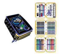 Cerdá, Estuche Plumier Triple con Rotuladores Giotto de Batman-Licencia Oficial DC Comics Unisex niños, Multicolor, 12.5 X 19.5 X 6.5 CM