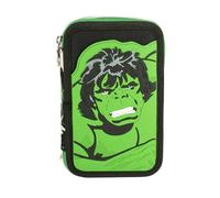 CERDÁ LIFE'S LITTLE MOMENTS Astuccio 3 Zip Hulk 20x13x7 cm - Completo di Pennarelli, Pastelli e Accessori, Zip Rinforzate, Patch 3D - Licenza Ufficiale Marvel Cerdà