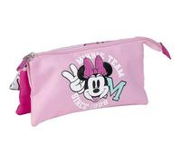 CERDÁ LIFE'S LITTLE MOMENTS Astuccio a 3 scomparti per Minnie Mouse - Colore fucsia - 11,5 x 2 x 22,5 cm - Chiusura a cerniera - Stampa Minnie Mouse - Prodotto originale Designed in Spain