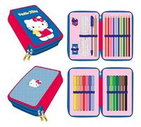 CERDÁ LIFE'S LITTLE MOMENTS Astuccio con accessori Hello Kitty con matite, pennarelli e penne | Astuccio scolastico per bambini triplo con design Sanrio, Hello Kitty, 12.5x19.5x4.5 cm, Licenza