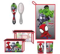 Marvel Spidey & Friends Set 3 Pz Asilo: Asciugamano, Spazzola e Bicchiere MARVEL