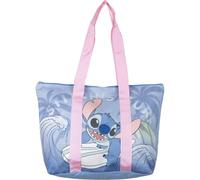 CERDÁ LIFE'S LITTLE MOMENTS Borsa Stitch bambina, borsa mare e tempo libero blu con manici rosa, accessorio con licenza ufficiale Disney, pratica e leggera per spiaggia e vacanze