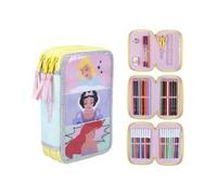 CERDÁ LIFE'S LITTLE MOMENTS - Estuche Escolar 3 Compartimentos Niña de Princesas Disney | Incluye Todo el Material Escolar Necesario para Preescolar y Primaria - Licencia Oficial Disney