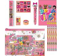 Eva LOL - Set di cancelleria scolastica completo per ragazze con matite colorate, pennarelli e accessori scolastici decorati con bambole LOL Surprise per colorare, disegnare e imparare, Eva Lol