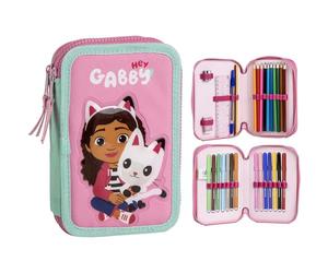 CERDÁ LIFE'S LITTLE MOMENTS Gabby's Dollhouse - Astuccio con accessori, con pennarelli, matite e penne, astuccio per bambini completo
