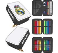 CERDÁ LIFE'S LITTLE MOMENTS Giotto Real Madrid - Astuccio con accessori con matite, pennarelli e penne | Astuccio scolastico triplo per gli appassionati di calcio, Not Description, 12.5x6.5x19.5 cm