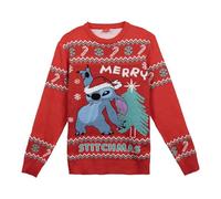 CERDÁ LIFE'S LITTLE MOMENTS Jersey Punto Navideño Stitch Maglione, Rosso, Medium Unisex-Adulto