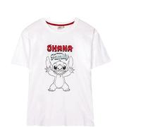CERDÁ LIFE'S LITTLE MOMENTS Maglia Corta Single Jersey Maglietta di Stitch Bianco e Rosso, Multicolore, XL Unisex Adulto