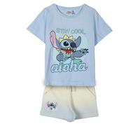 CERDÁ LIFE'S LITTLE MOMENTS Maglietta e pantaloncini Stitch - Colore bianco e blu - Taglia 5 anni - Realizzati in 100% cotone 220 g/m2 - Stampa Stitch - Prodotto originale disegnato in Spagna