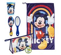 CERDÁ LIFE's LITTLE MOMENTS - Neceser Infantil Transparente de Mickey Mouse Compuesto de [ Vaso de Plástico Cepillo de Pelo Toalla Microfibra] Licencia Oficial Disney, Azul