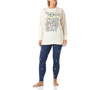 CERDÁ LIFE'S LITTLE MOMENTS Pigiama da Donna Invernale di Baby Yoda [The Mandalorian], 100% in Cotone con Maglia a Maniche Lunghe e Pantalone Lungo Set, Bianco, S