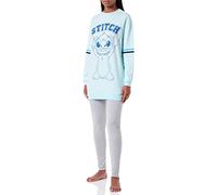 CERDÁ LIFE'S LITTLE MOMENTS Pigiama da Donna Invernale di Stitch, 100% in Cotone con Maglia a Maniche Lunghe e Pantalone Lungo Set, Blu, S