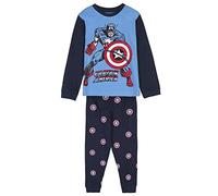 CERDÁ LIFE'S LITTLE MOMENTS Pigiama Invernale di Captain America, 100% in Cotone con Maglia a Maniche Lunghe e Pantalone Lungo Set, Blu, 7 Anni Bambini e Ragazzi