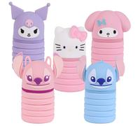 CERDÁ LIFE'S LITTLE MOMENTS - Portapenne Silicone Pop Up con Personaggi 3D | Design Stitch, Angel, Hello Kitty, My Melody, Kuromi - Astuccio Morbido Estensibile per Penne e Matite [Rosa Angel]