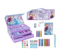 Set di cancelleria colorata Frozen - Astuccio completo con pennarelli, matite colorate e accessori scolastici decorati con Elsa, Anna e Olaf per ragazze che amano disegnare e dipingere, Valigetta