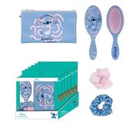 CERDÁ LIFE'S LITTLE MOMENTS - Set di bellezza Stitch - Colore blu - Set completo - Include spazzola, 2 codini e astuccio - Prodotto originale