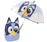 CERDÁ LIFE'S LITTLE MOMENTS Set per bambini Zaino scolastico Bluey, blu + ombrello manuale POE Bubble Bluey, multicolore, medio unisex Questo grazioso zaino per bambini per gli amanti di Bluey contien