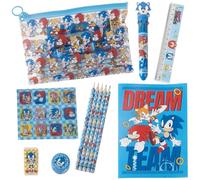 CERDÁ LIFE'S LITTLE MOMENTS Sonic - Set di cancelleria con matite, gomma, righello, temperamatite, blocco note e astuccio per la scuola