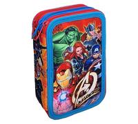 Cerdà Plumier Astuccio Triplo Scuola Avengers Hulk Thor Capitan America Ironman Disney, 3 Zip con Scomparti organizzati, Completo 44 pezzi Colori GIOTTO, Bambina Originale 20 cm Rosso Blu