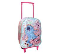 Cerdà Zaino Asilo Trolley Stitch & Angel Disney Girl, Zainetto con Ruote Scuola Materna, Prima Infanzia 28x22x10 cm Rosa Celeste Back to School