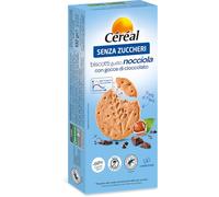 Céréal | Biscotti Gusto Nocciola con Gocce di Cioccolato Senza Zuccheri, Ricco di Fibre, 132G