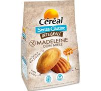 CÉRÉAL MADELEINE CON MIELE INTEGRALI, 170 gr, 6 monoporzioni | Senza glutine e lattosio, senza latte, con farina di riso integrale; per colazione