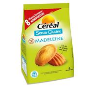 CÉRÉAL MADELEINE Senza glutine, Latte e Lattosio, Madeleine Classica, Ricetta Originale Francese, Snack per la Merenda di Adulti e Bambini, Ottimo a Colazione, 8 Monoporzioni