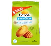 CÉRÉAL MADELEINE Senza glutine, Latte e Lattosio, Madeleine Classica, Ricetta Originale Francese, Snack per la Merenda di Adulti e Bambini, Ottimo a Colazione, 8 Monoporzioni
