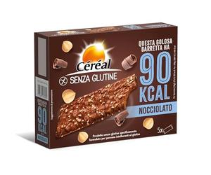 Céréal Nocciolato, Barrette senza Glutine con Cereali e Cioccolato, Snack Gustoso e Ricco di Fibre con solo 90 calorie per Biscotto, Pack di 8 confezioni da 5 barrette (8 x 5, 90 gr)