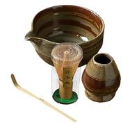 Ceremonial Green Tea Kit - Matcha Set ciotola e agitatore, strumenti orientali per la preparazione del tè | Spouted Matcha Cup, tè di bambù Swizzle, cucchiaio e pensione per tezer rituali giapponesi