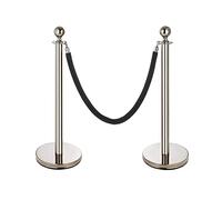 Ceremony Museums Theater VIP Queue Barriers Poles,Crowd Control Stanchions with Red/Black 5 Feet Long Velvet Ropes, Easy to Put Barriers Queue Line(Black Rope)