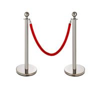 Ceremony Museums Theater VIP Queue Barriers Poles,Crowd Control Stanchions with Red/Black 5 Feet Long Velvet Ropes, Easy to Put Barriers Queue Line(Red Rope)