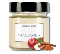 CERERIA DEL ROSSO Candela Profumata Cera di Soia 100% Naturale Aromaterapia Profumo Intenso Fino a 40 ore Idea Regalo Occasione Natale Made in Italy Varie Fragranze (Mela e Cannella)