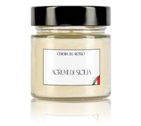 Cereria del Rosso- Candela Profumata - cera di soia 100% naturale- fino a 40 ore di profumo intenso (Agrumi di Sicilia)
