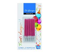 Cereria Di Giorgio - 12 Candeline di Compleanno Magiche - Si riaccendono se provi a spegnerle - Colore Rosso - Con Supporto in Plastica per Uso Alimentare - Altezza 6 cm