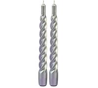 Cereria Di Giorgio - 6 Candele Tortiglione laccate - Diametro 2.2 cm Altezza 21 cm - Colore Argento - Durata 5 ore - Standard per candelabro - Home Decor Collection (Confezione da 2)
