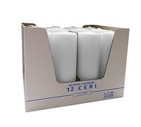 Cereria di Giorgio Bianco 12 Candele Cero Diametro 5 cm Altezza 15 cm-Colore Durata 48 Ore-Non Profumate, Cera di paraffina, unità