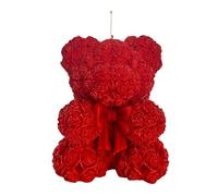 Cereria Di Giorgio - Candela a forma di Orsetto con Petali - Colore Rosso - Lunghezza 8 cm Altezza 10 cm - Idea Regalo San Valentino - Artigianale