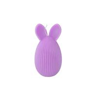 Cereria Di Giorgio - Candela a Forma di Uovo con Orecchie da Coniglio - Colore Viola polvere - Altezza 12 cm - Spring Collection - Artigianale - Con sacchetto regalo - Made in Italy