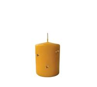 Cereria Di Giorgio - Candela Cero Senape Decorata con Api in Cera - Diametro 7 cm Altezza 10 cm - Durata 50 ore - Con sacchetto - Spring Collection - Artigianale