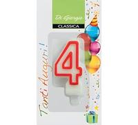 Cereria Di Giorgio - Candelina di Compleanno - Con Supporto in Plastica per Uso Alimentare - Numero 4 - Altezza 7 cm