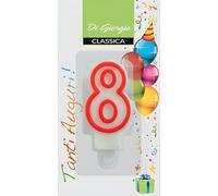 Cereria Di Giorgio - Candelina di Compleanno - Con Supporto in Plastica per Uso Alimentare - Numero 8 - Altezza 7 cm