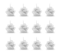 Cereria Di Giorgio - Confezione da 12 Candele a Forma di Bocciolo di Rosa - Colore Bianco Cloud - Altezza 3 cm - Ideale come Bomboniera per Eventi e Matrimoni - Artigianale