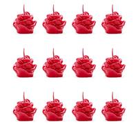 Cereria Di Giorgio - Confezione da 12 Candele a Forma di Bocciolo di Rosa - Colore Rosso - Altezza 3 cm - Ideale come Bomboniera per Eventi e Matrimoni - Artigianale