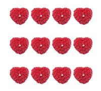 Cereria Di Giorgio - Confezione da 12 Candele a Forma di Cuore con Petali - Colore Rosso - Lunghezza 5.5 cm Altezza 3 cm - Ideale come Bomboniera per Eventi e Matrimoni - Artigianale