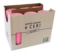 Cereria di Giorgio Confezione da 6 Candele-Diametro 6 cm Altezza 15 cm-Colore bebé-Durata 72 Ore, Cera di paraffina, Rosa Bebè, unità