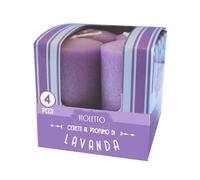 Cereria di Giorgio Set da 4 Candele profumate Melrose - Profumazione Lavanda - Fragranza Rilassante - Diametro 3 cm Altezza 5 cm - Durata Ore